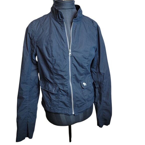 Abercrombie & Fitch Jacket Women's Small Navy Short Zipper Y2K Style - Picture 5 of 10